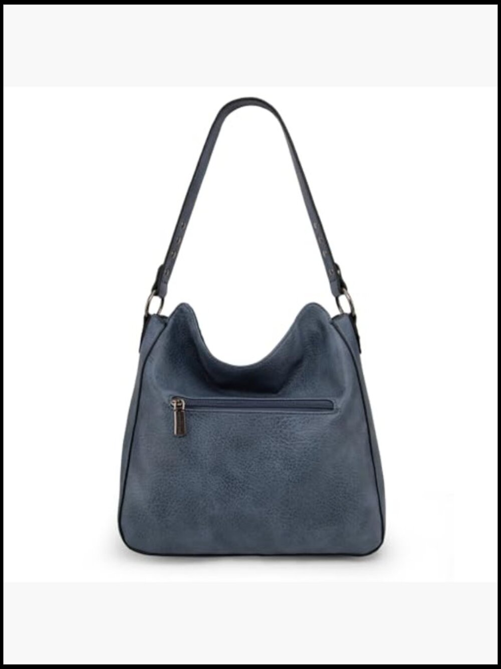 Vegan PU Leather Hobo Crossbody Bag with Zipper Closure and Detachable Strap - Picture 5 of 7